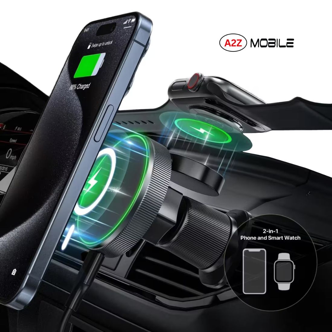 Esoulk 15W 2in1 Magnetic Wireless Car Charger