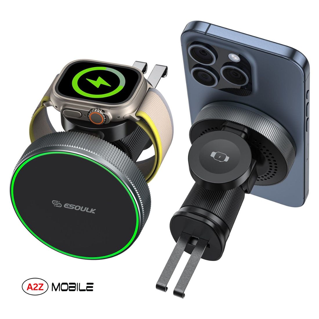 Esoulk 15W 2in1 Magnetic Wireless Car Charger