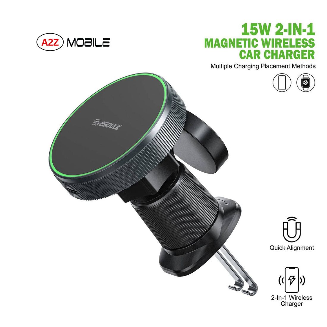 Esoulk 15W 2in1 Magnetic Wireless Car Charger